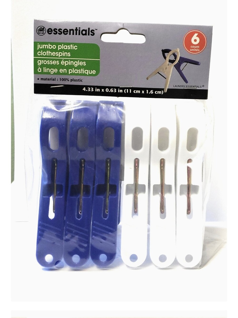 Essentials Blue and White Jumbo Plastic pins - 6 Count